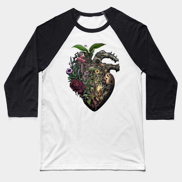 cyberpunk heart bursting with life Baseball T-Shirt by Deedy Studio